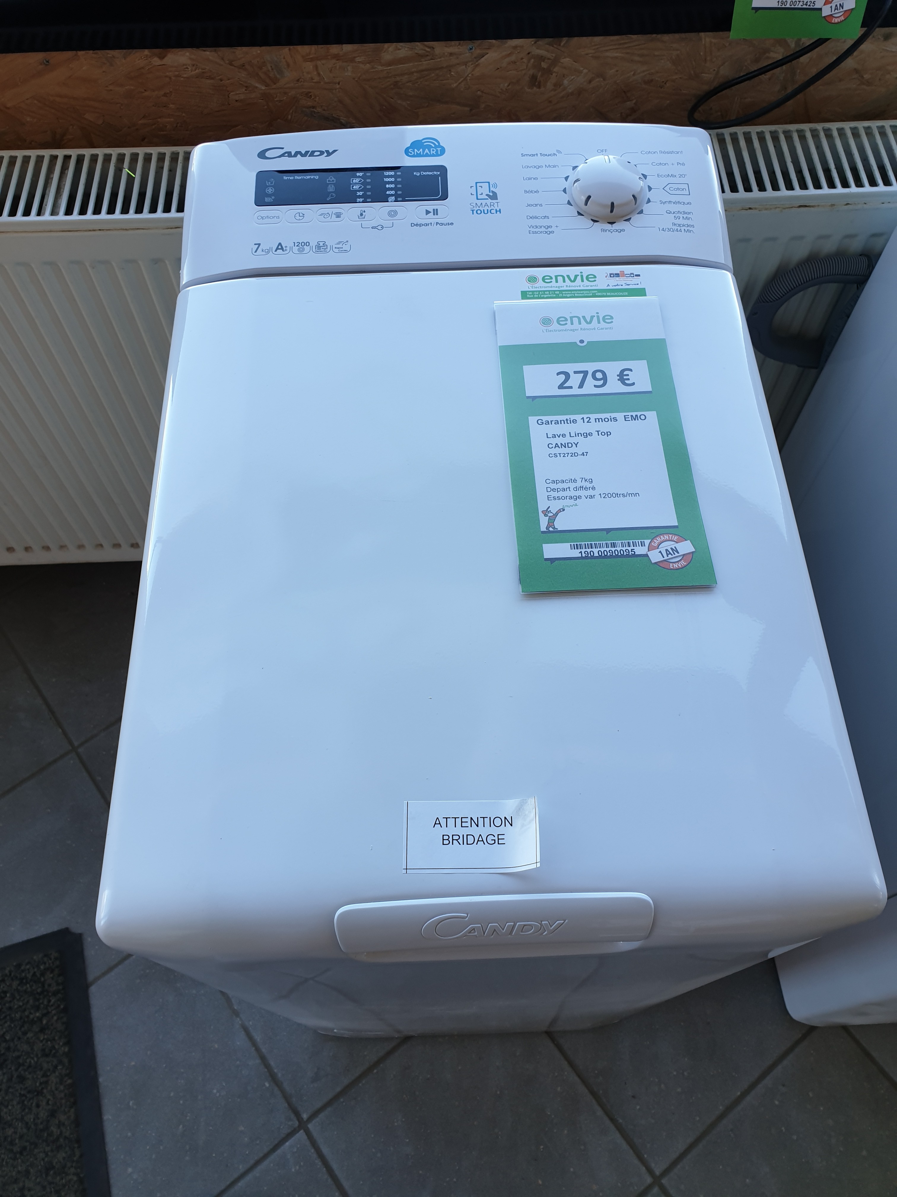 Lave Linge Top 7Kg CANDY Envie Anjou