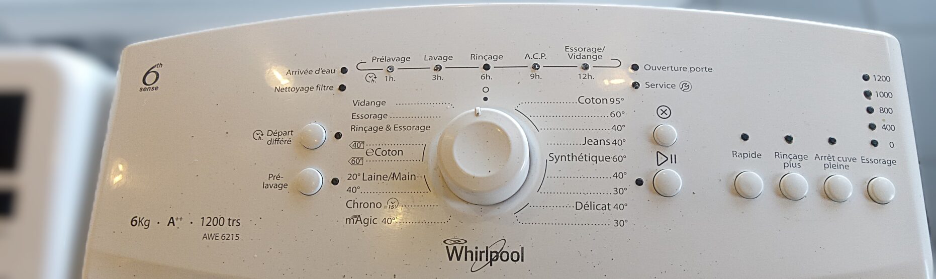 Lave linge top WHIRLPOOL